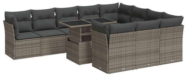 VidaXL Polyrattan Kerti Ülőgarnitúra - 11 részes - Szürke