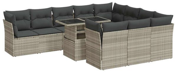 VidaXL Polyrattan Kerti Ülőgarnitúra - 11 részes, Világosszürke