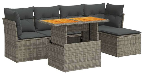 VidaXL Polyrattan Kerti Ülőgarnitúra - 6 részes - Szürke
