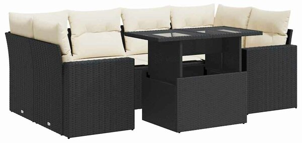 VidaXL Polyrattan Kerti Ülőgarnitúra - 7 részes - Fekete