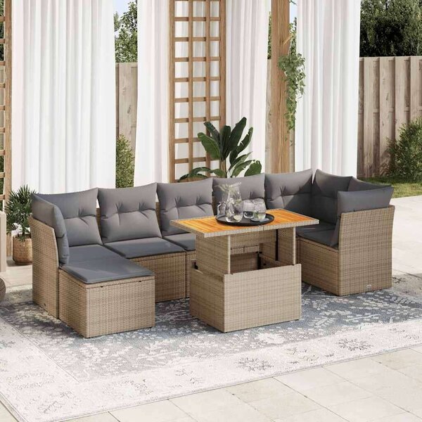 VidaXL Polyrattan Kerti Ülőgarnitúra - 8 részes - Bézs