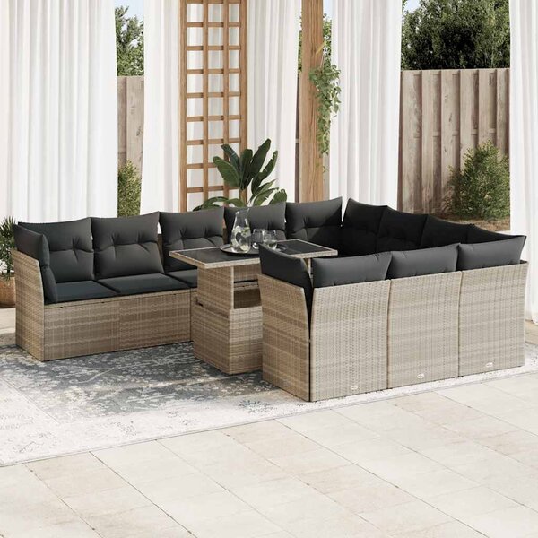 VidaXL Polyrattan Kerti Ülőgarnitúra - 11 részes, Világosszürke