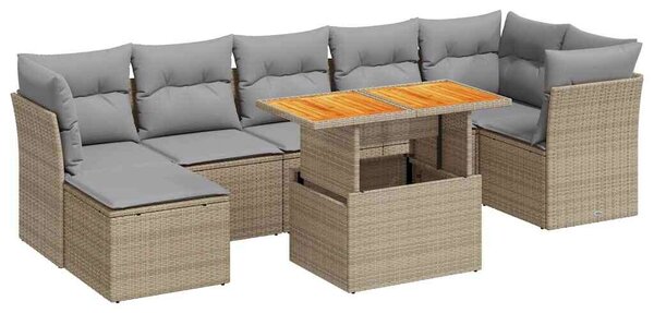 VidaXL Polyrattan Kerti Ülőgarnitúra - 8 részes - Bézs