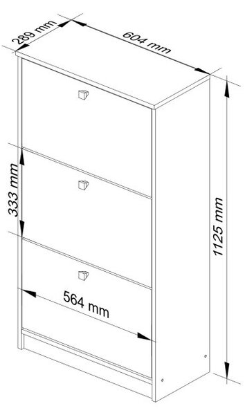 AKORD Klasszikus 3-Ajtós Cipősszekrény Égerfa 60 cm