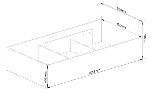 AKORD CLP Tárolós Ágy 100x200 Fémrácsos Sonoma Tölgy