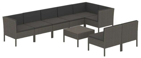 Polyrattan Kerti Ülőgarnitúra - 9 részes - Szürke