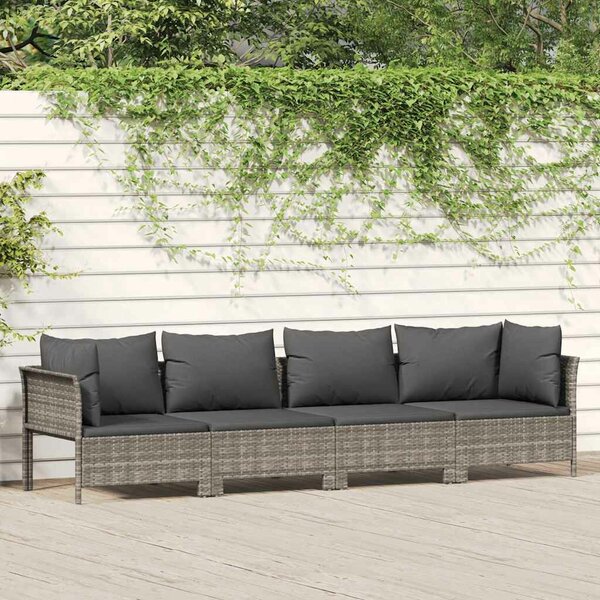 Polyrattan Kerti Ülőgarnitúra - 4 részes - Szürke