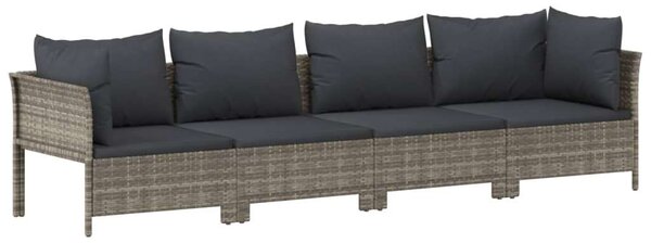Polyrattan Kerti Ülőgarnitúra - 4 részes - Szürke
