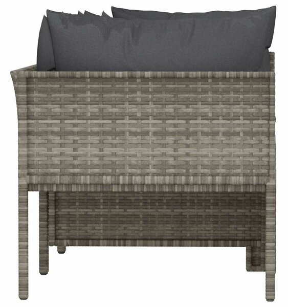 Polyrattan Kerti Ülőgarnitúra - 4 részes - Szürke