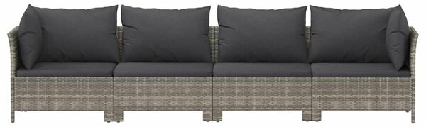 Polyrattan Kerti Ülőgarnitúra - 4 részes - Szürke