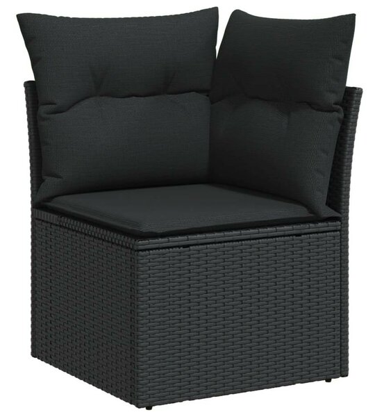 VidaXL 5 részes fekete polyrattan kerti kanapészett párnákkal