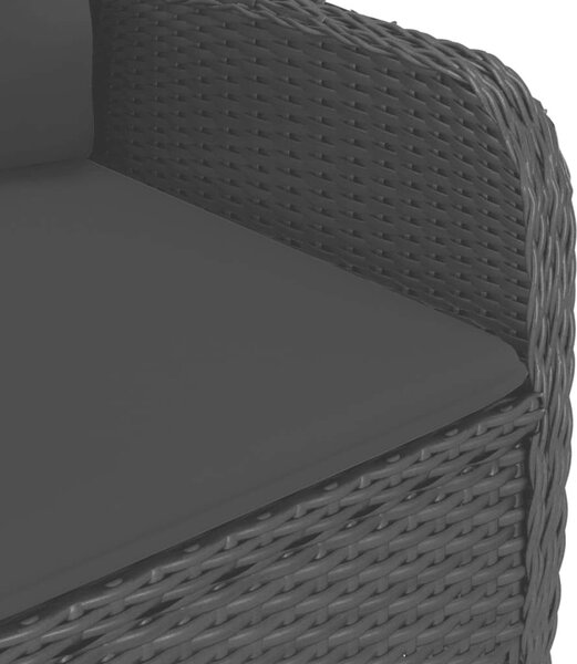 Polyrattan Kerti Étkezőgarnitúra - 3 részes - Fekete