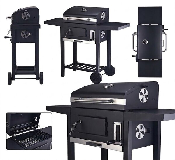 Pepita kerti Grillsütő dupla polccal 109x46x94.5cm - Fekete
