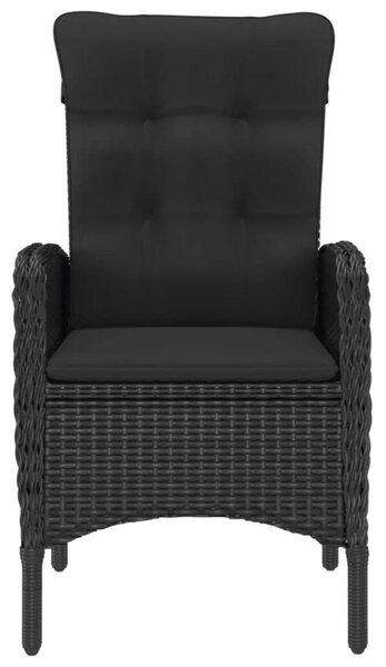 Polyrattan Kerti Étkezőgarnitúra - 3 részes - Fekete