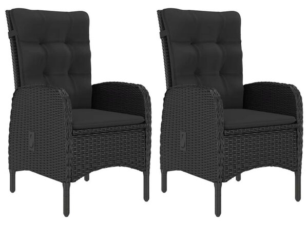 Polyrattan Kerti Étkezőgarnitúra - 3 részes - Fekete