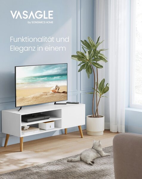 VASAGLE Modern TV Szekrény Fehér 120 cm Skandináv Stílusú Állvány