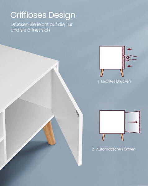 VASAGLE Modern TV Szekrény Fehér 120 cm Skandináv Stílusú Állvány
