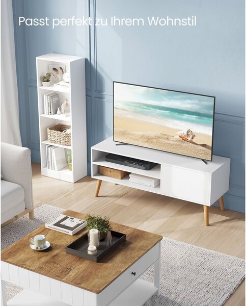 VASAGLE Modern TV Szekrény Fehér 120 cm Skandináv Stílusú Állvány