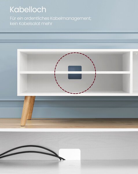 VASAGLE Modern TV Szekrény Fehér 120 cm Skandináv Stílusú Állvány
