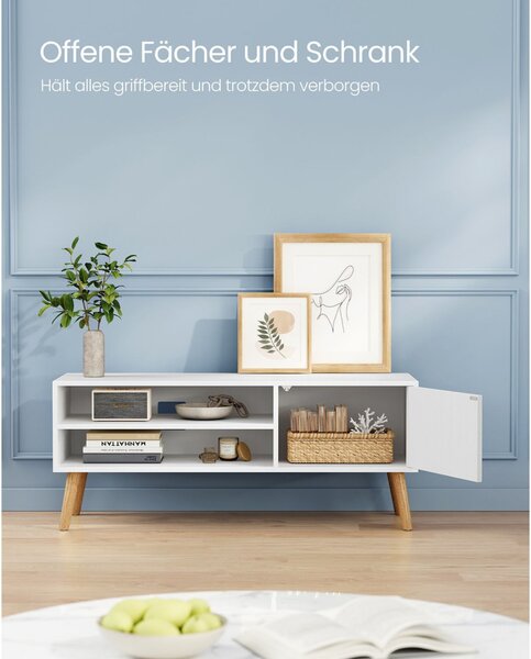 VASAGLE Modern TV Szekrény Fehér 120 cm Skandináv Stílusú Állvány