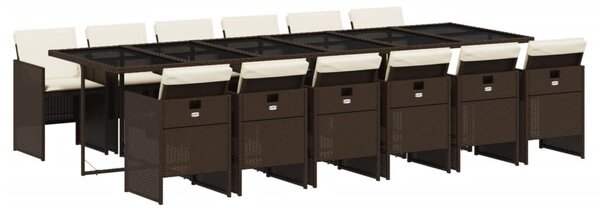 13 részes barna polyrattan kerti ülőgarnitúra párnákkal