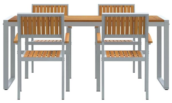 VidaXL Kert étkező szett 5 pcs Szürke Tömör Akácfa