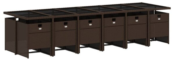 13 részes barna polyrattan kerti ülőgarnitúra párnákkal