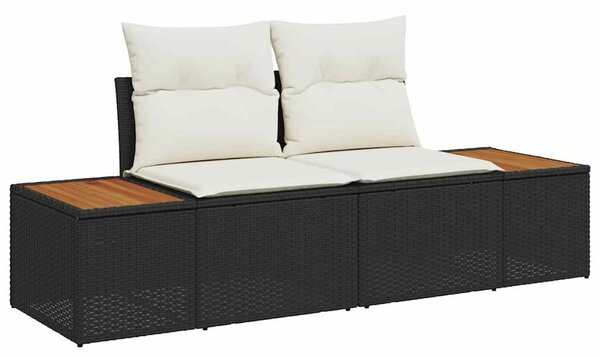 VidaXL Kerti Kanapé Szett tárolóval 9 pcs Fekete Poli rattan
