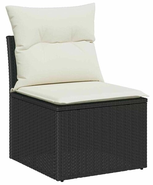 VidaXL Kerti Kanapé Szett tárolóval 9 pcs Fekete Poli rattan