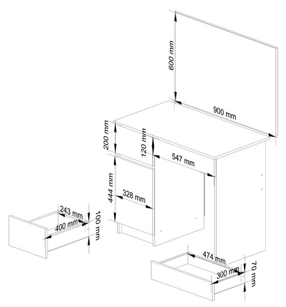 AKORD CLP P-2/SL Fésülködőasztal Tükörrel Sonoma Tölgy
