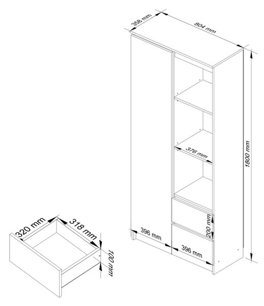 AKORD CLP R11 Irodai Könyvespolc Wenge Laminált 2 Fiókos