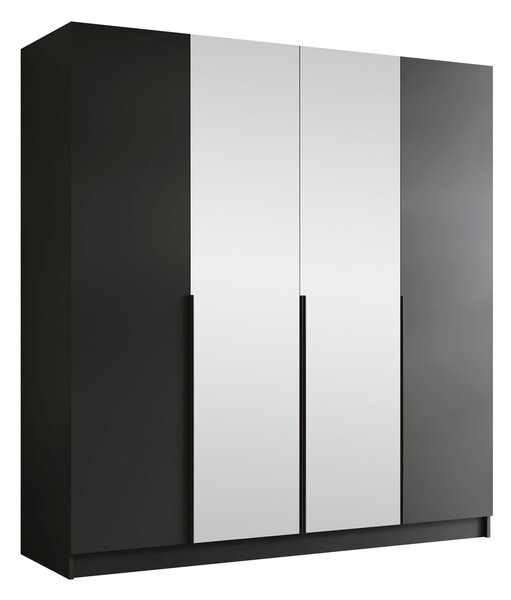 Gardróbszekrény Closico Navor II, Laminált forgácslap, 215x200x58cm, Fekete