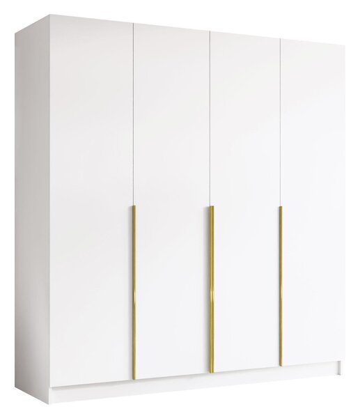 Gardróbszekrény Closico Navor I, Laminált forgácslap, 215x200x58cm, Aranysárga, Fehér