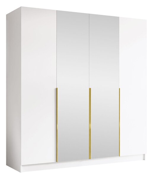 Gardróbszekrény Closico Navor II, Laminált forgácslap, 215x200x58cm, Aranysárga, Fehér