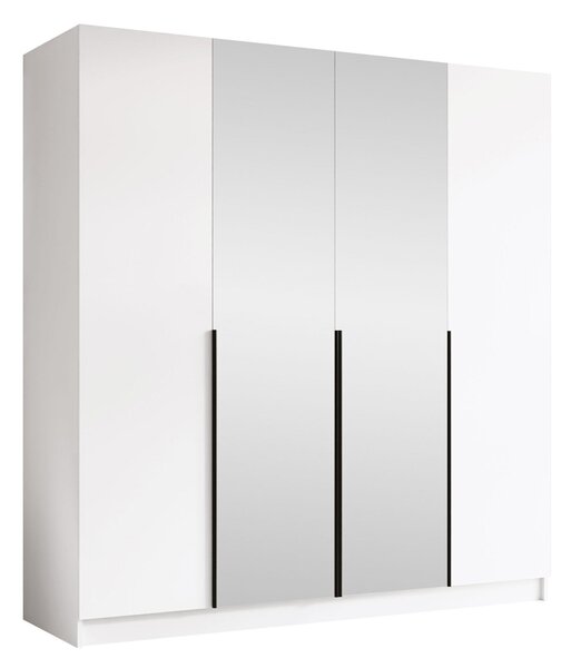 Gardróbszekrény Closico Navor II, Laminált forgácslap, 215x200x58cm, Fekete, Fehér