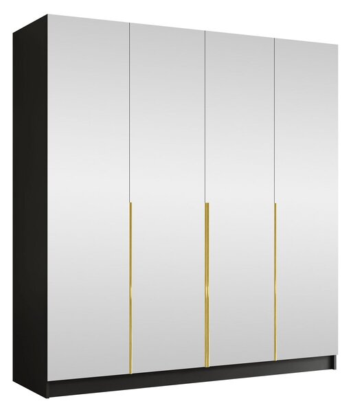 Gardróbszekrény Closico Navor III, Laminált forgácslap, 215x200x58cm, Aranysárga, Fekete