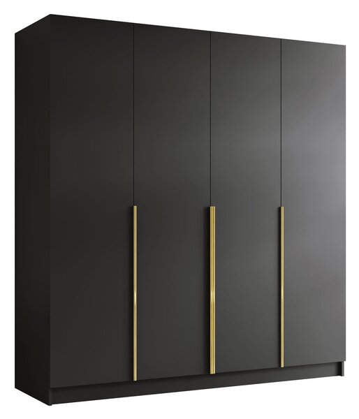 Gardróbszekrény Closico Navor I, Laminált forgácslap, 215x200x58cm, Aranysárga, Fekete
