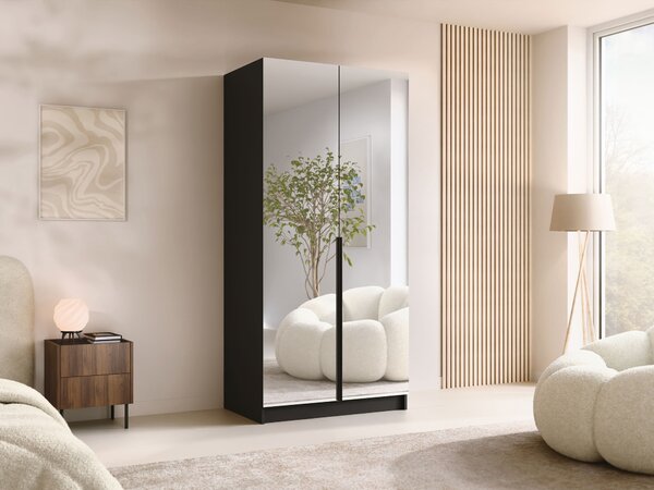 Gardróbszekrény Closico Staton III, Laminált forgácslap, 215x100x58cm, Fekete