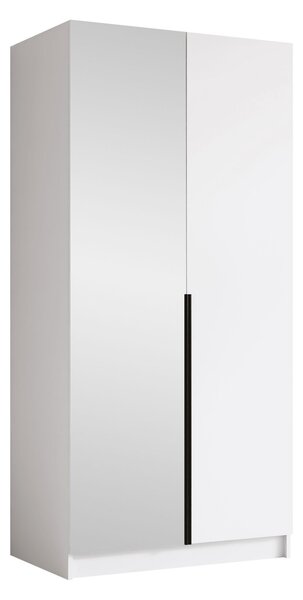 Gardróbszekrény Closico Staton II, Laminált forgácslap, 215x100x58cm, Fehér, Fekete