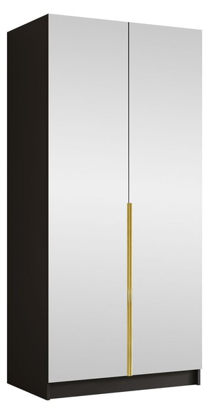 Gardróbszekrény Closico Staton III, Laminált forgácslap, 215x100x58cm, Aranysárga, Fekete