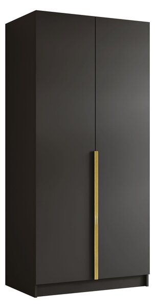 Gardróbszekrény Closico Staton I, Laminált forgácslap, 215x100x58cm, Aranysárga, Fekete