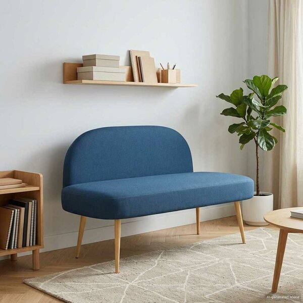 VidaXL Kárpitozott pad háttámlával Kék 110 x 60 x 76 cm