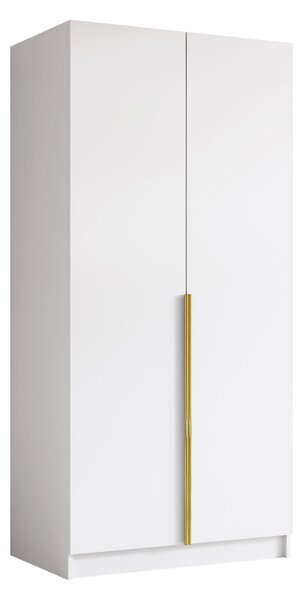 Gardróbszekrény Closico Staton I, Laminált forgácslap, 215x100x58cm, Aranysárga, Fehér