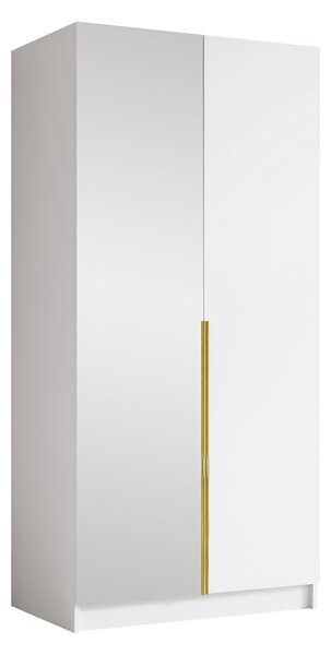 Gardróbszekrény Closico Staton II, Laminált forgácslap, 215x100x58cm, Aranysárga, Fehér