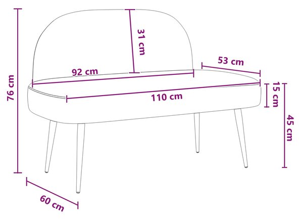 VidaXL Kárpitozott pad háttámlával Fehér 110 x 60 x 76 cm Műbőr