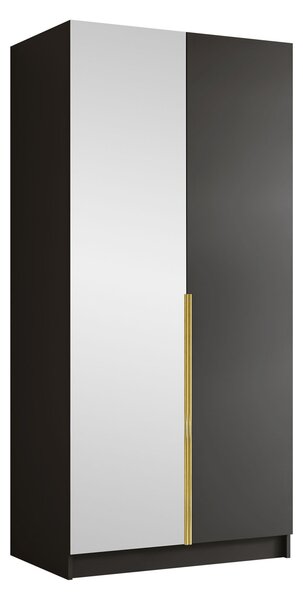 Gardróbszekrény Closico Staton II, Laminált forgácslap, 215x100x58cm, Fekete, Aranysárga