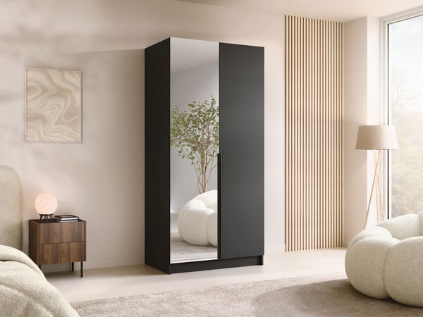 Gardróbszekrény Closico Staton II, Laminált forgácslap, 215x100x58cm, Fekete
