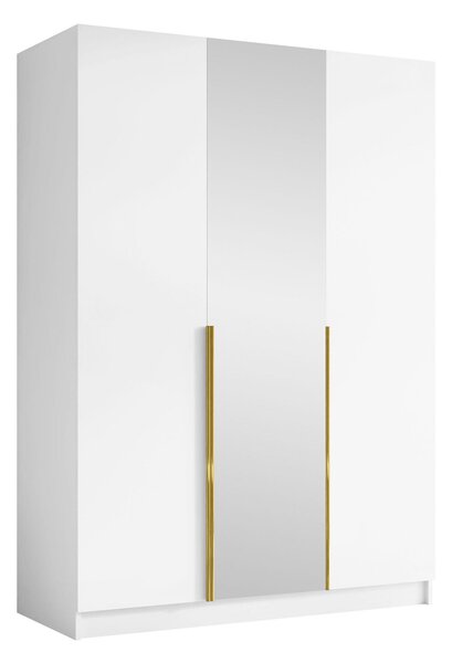 Gardróbszekrény Closico Decoron II, Laminált forgácslap, 215x150x58cm, Fehér, Aranysárga