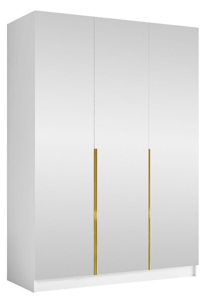 Gardróbszekrény Closico Decoron III, Laminált forgácslap, 215x150x58cm, Aranysárga, Fehér