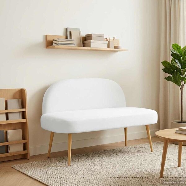 VidaXL Kárpitozott pad háttámlával Fehér 110 x 60 x 76 cm